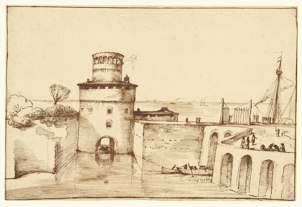 Landscape with a View of a Fortified Port by Giovanni Francesco Barbieri called il Guercino  The Squinter