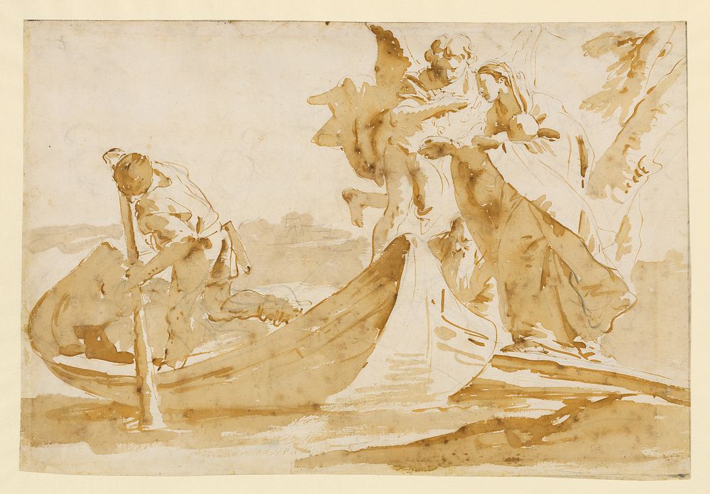 Flight into Egypt (recto); Various Studies (verso) by Giovanni Battista Tiepolo