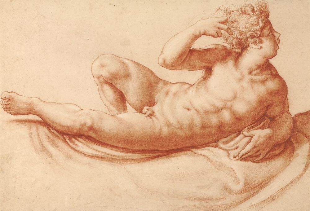 Reclining Male Nude by Francesco Salviati