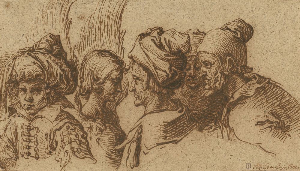 Boy in a Turban, Winged Angel and Three Companions by Jacques de Gheyn II