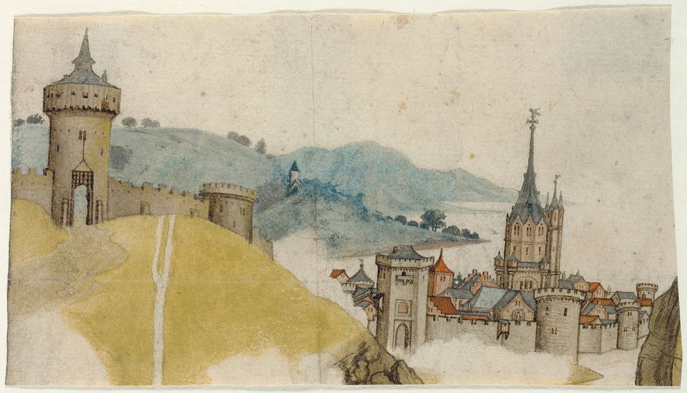 View of a Walled City in a River Landscape by Master LCz