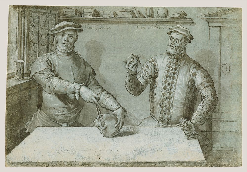 A Double Portrait of Hans Furraht and Jacob von der Burch by Ludger Tom Ring the Younger