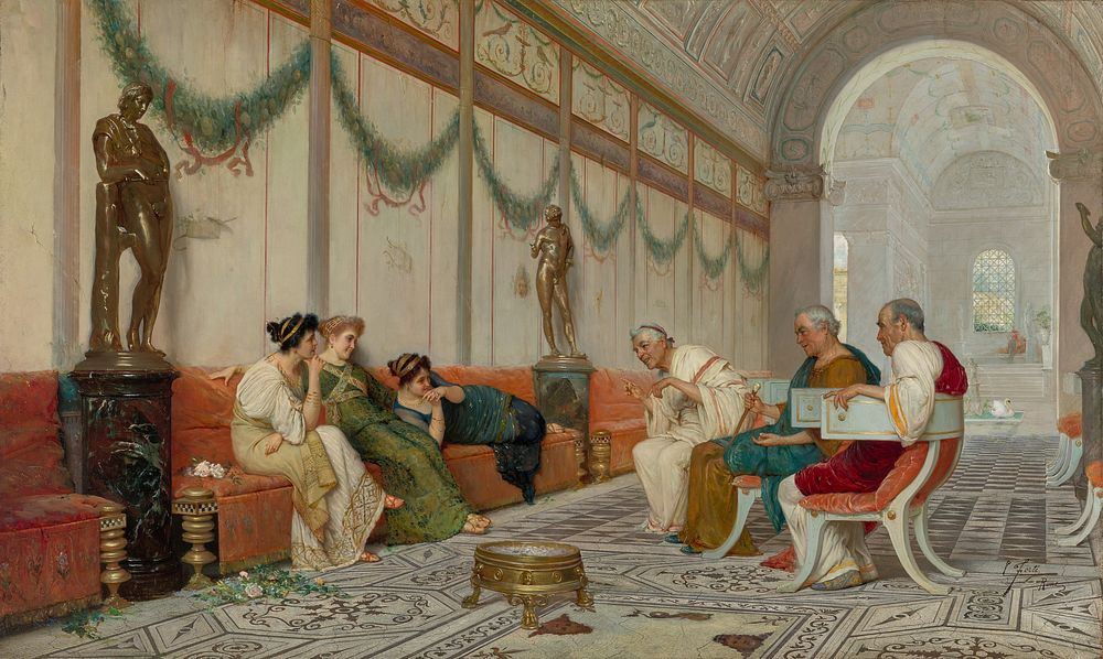 Interior of Roman Building with Figures by Ettore Forti