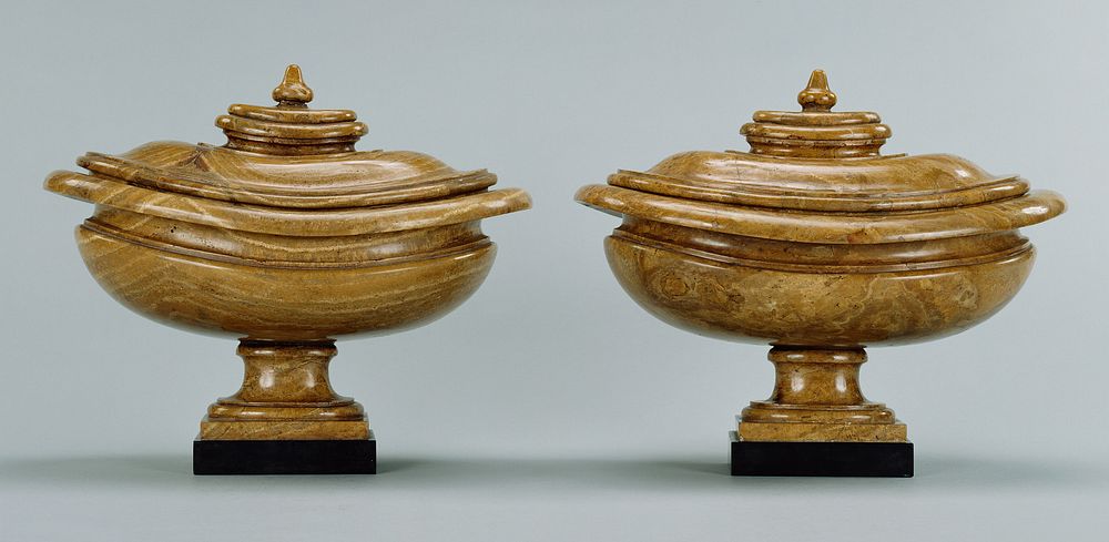 Pair of lidded alabaster vases