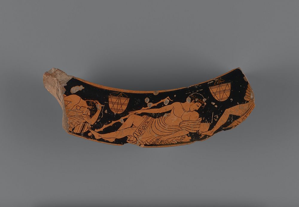 Attic Red-Figure Dinos Rim Fragment by Kleophrades Painter