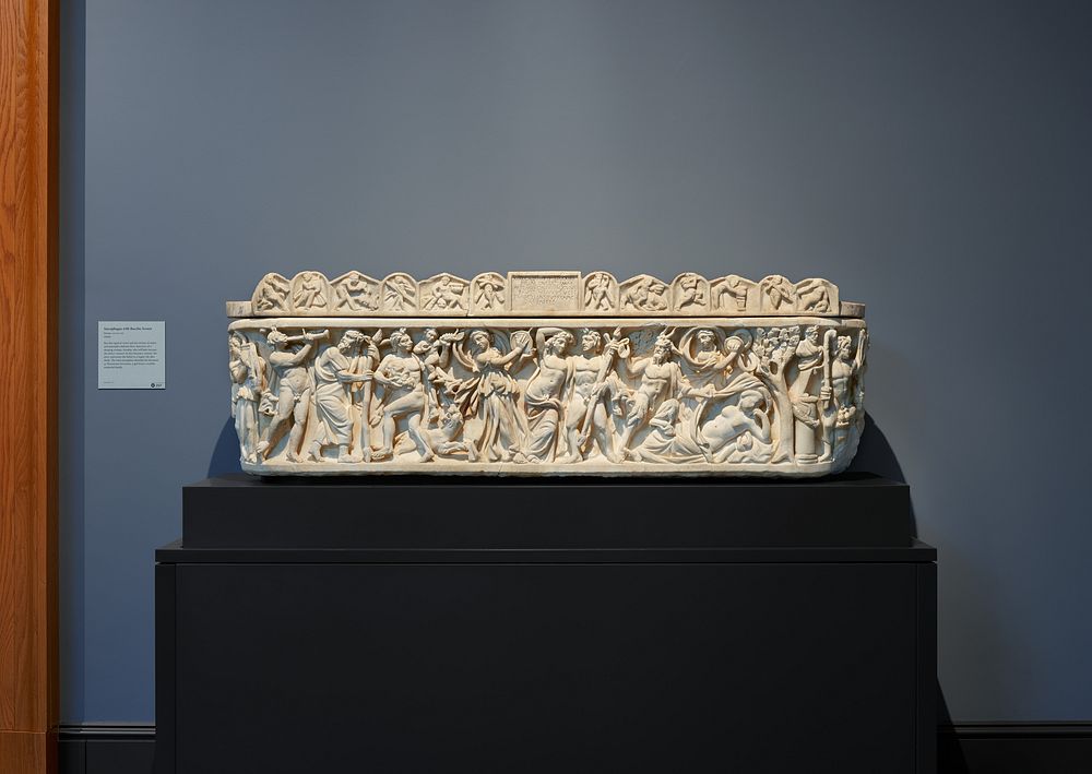 Sarcophagus and Lid; 19th Century Crouching Lion Supports