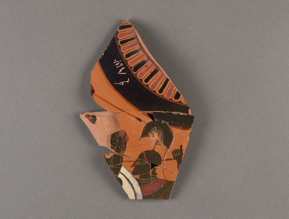 Attic Black-Figure Neck Amphora Fragment with a Battle Scene by Swing Painter