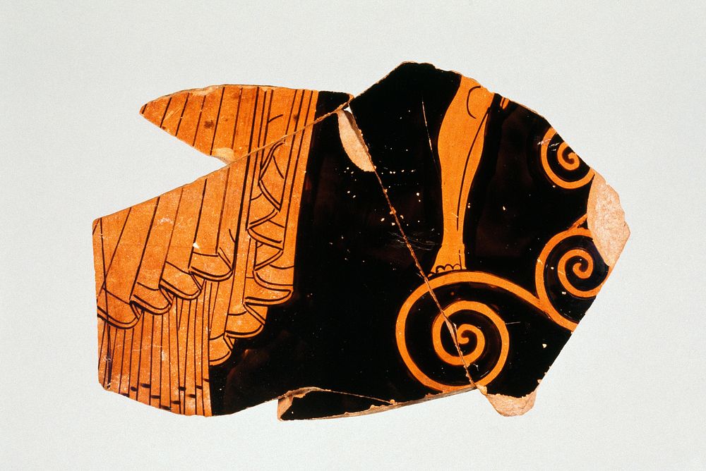 Attic Red-Figure Stamnos Fragment (comprised of 4 Joined Fragments) by Kleophrades Painter