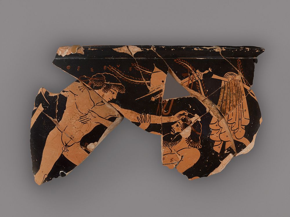 Attic Red-Figure Lidded Skyphoid Fragment by Onesimos and Euphronios