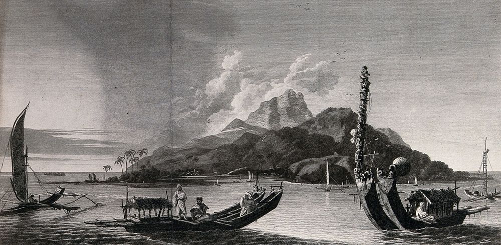 Matavai Bay, Tahiti and some of its inhabitants on board boats, encountered on Captain Cook's second voyage, 1772-1775.…