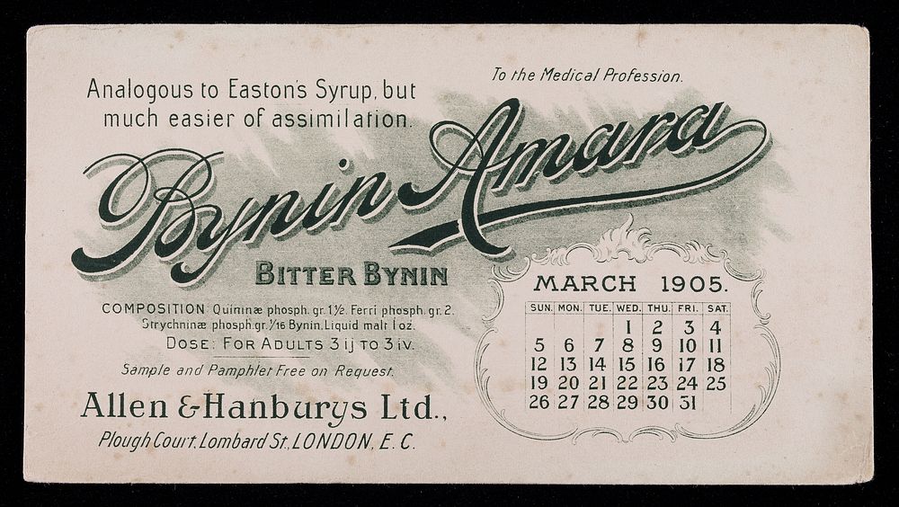 Bynin-Amara : analogous to Easton's Syrup, but much easier of assimilation : March 1905.