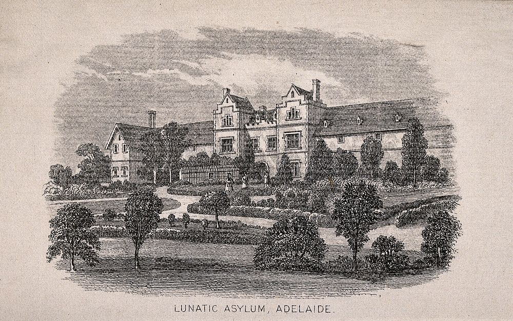 Lunatic Asylum, Adelaide. Engraving.