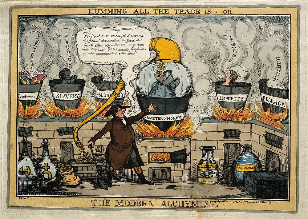 William Allen, portrayed as an alchemist with several furnaces, the one which he stokes is labelled "Matter o'money".…