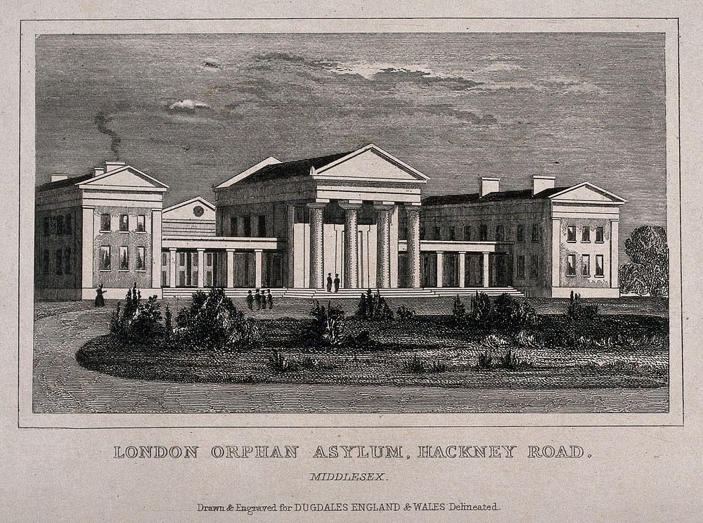 The London Orphan Asylum, Clapton. Engraving, 1838, after T. H. Shepherd.
