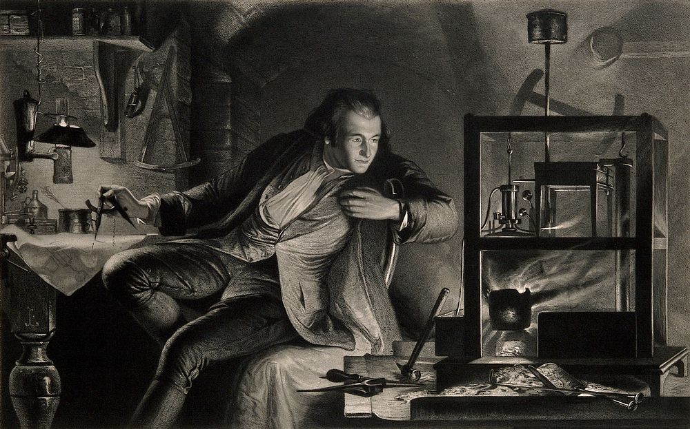 James Watt. Etching by J. Scott, 1869, after J. E. Lauder.