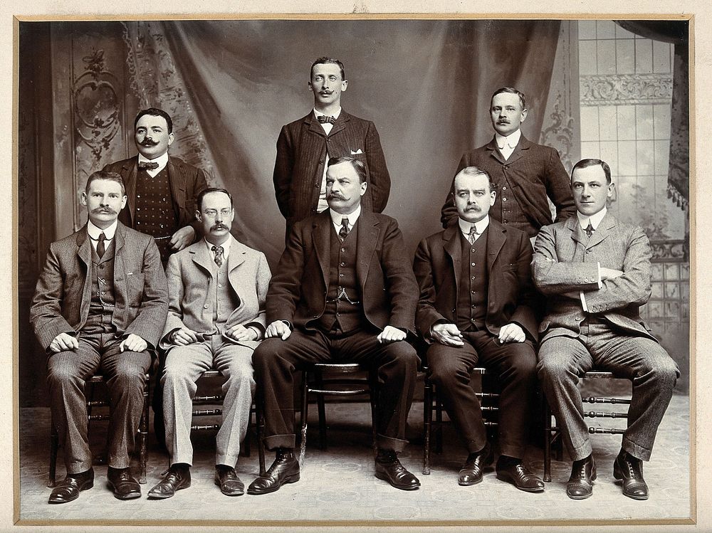Members and staff of the Mediterranean Fever Commission. Photograph, ca. 1904-1907.