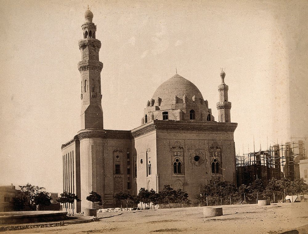 The Sultan Hassan mosque, Cairo, Egypt. Photograph by Pascal Sébah , ca. 1870.