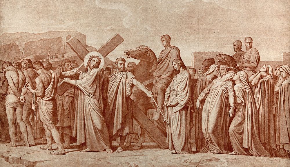 Christ bearing his cross. Photolithograph after H. Flandrin.