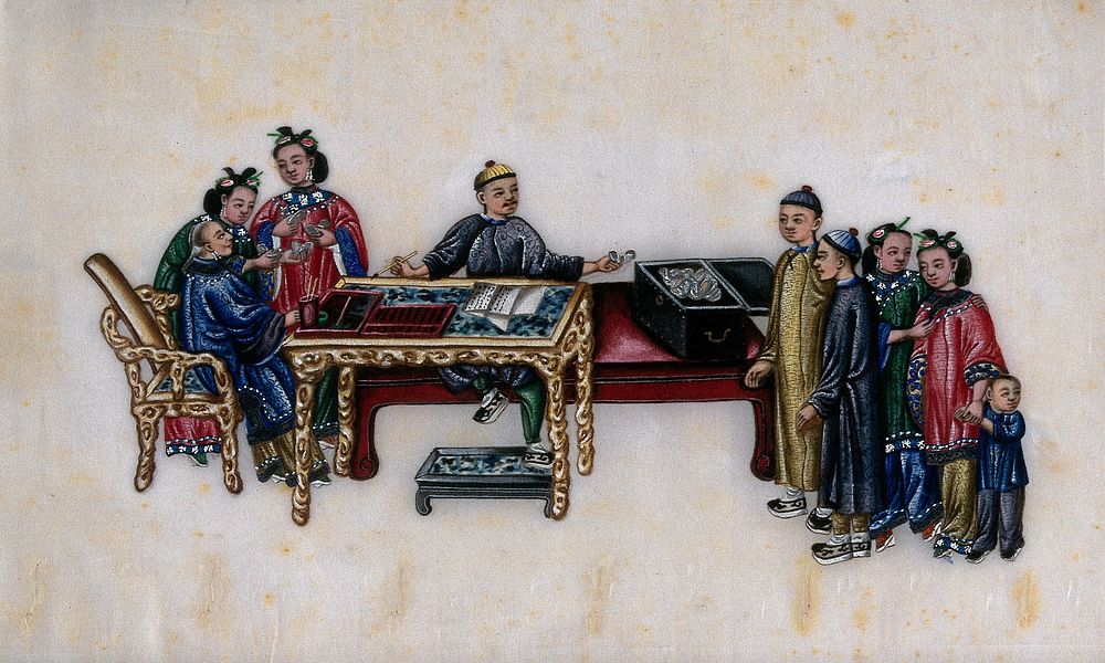 A Chinese valuer. Painting by a Chinese artist, ca. 1850.
