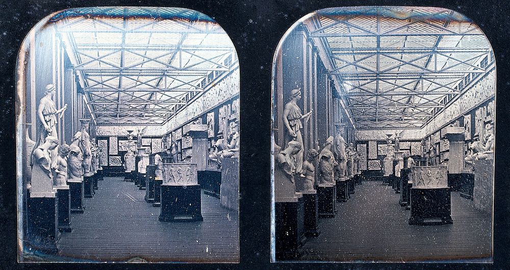 The Crystal Palace, London: a sculpture gallery. Photograph by the London Stereoscopic Company, 1851/1862.