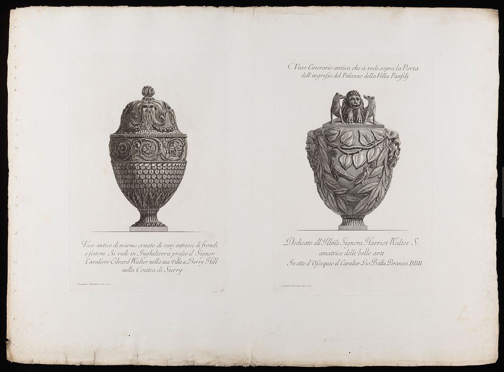 An urn. Etching by G.B. Piranesi, ca. 1770.