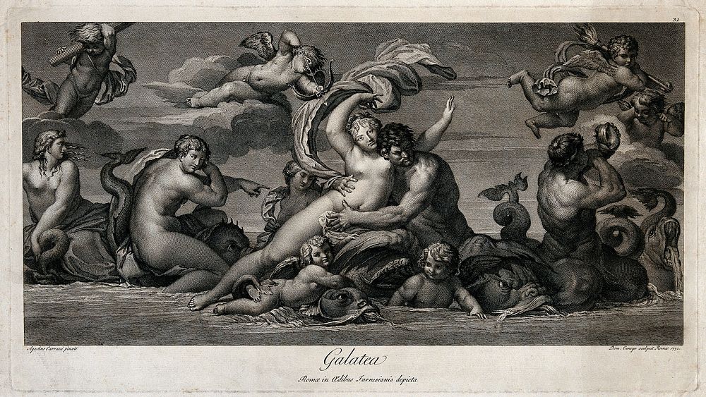 Galatea. Engraving by D. Cunego after Agostino Carracci.