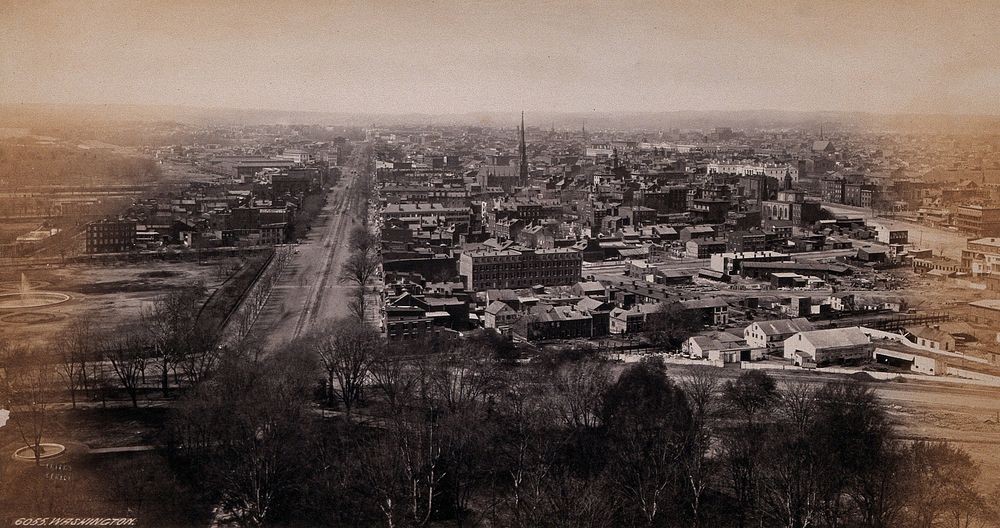 Washington D.C.: elevated view of the city. Photograph by Francis Frith, ca. 1880.
