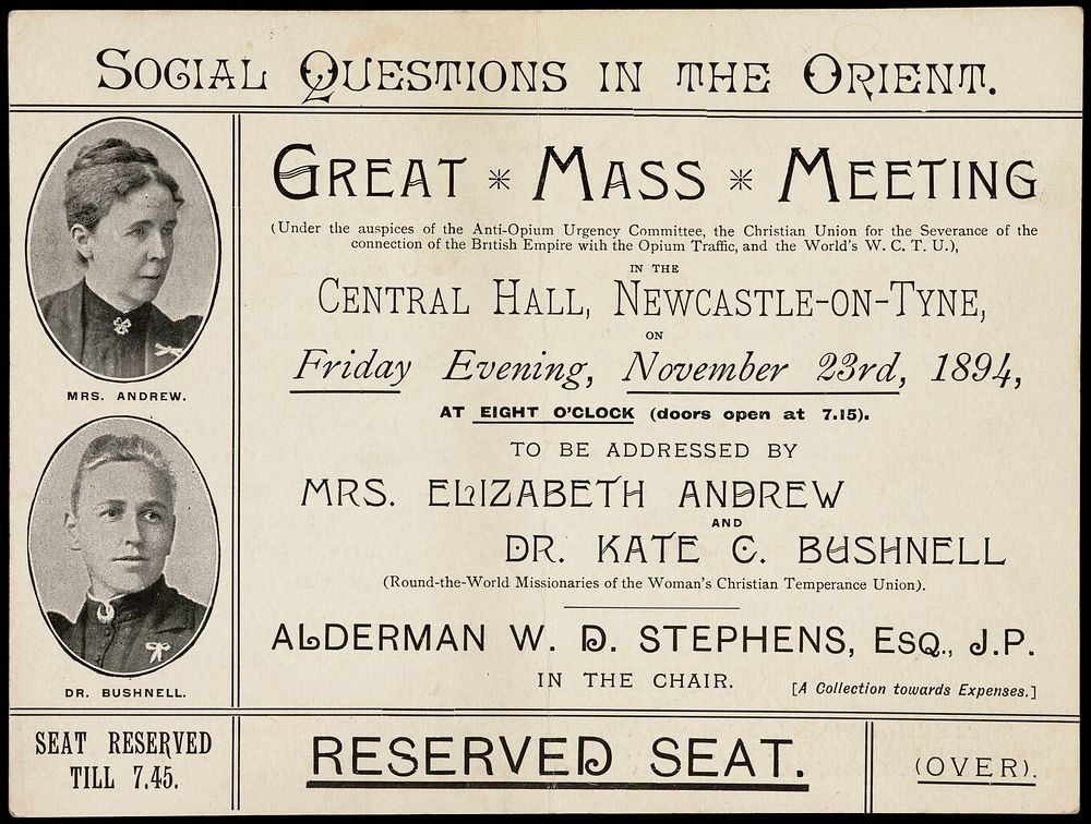 Social questions in the orient : great mass meeting (under the auspices of the Anti-Opium Urgency Committee, the Christian…