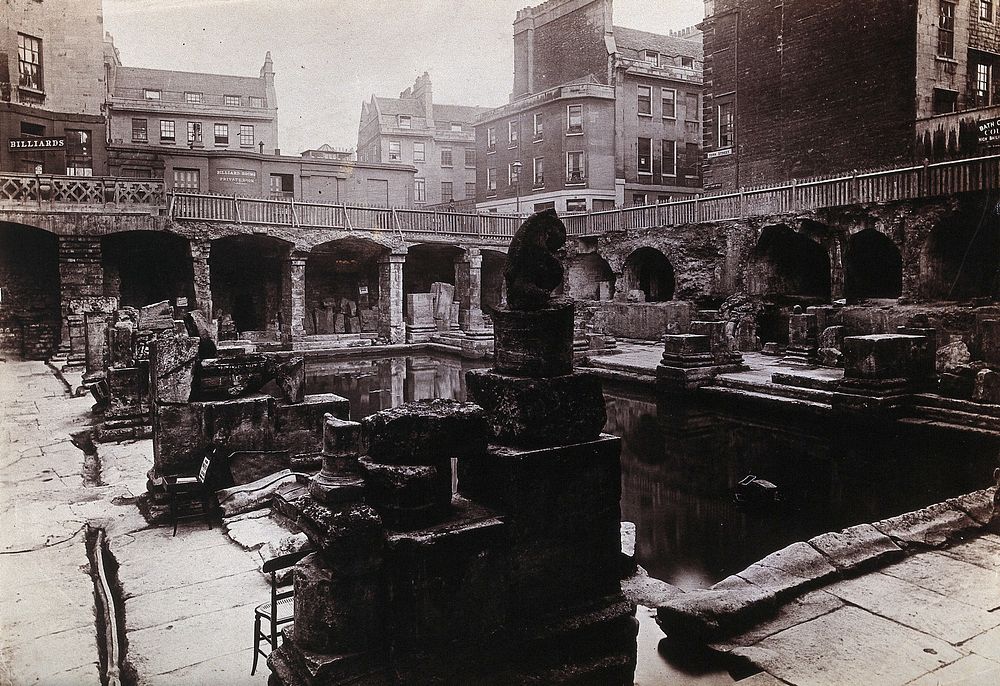 The ruins of a Roman bath in Bath. Photograph by J. Poole.