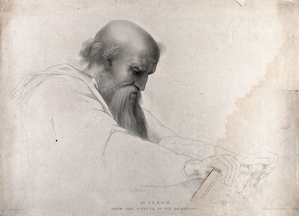 Saint Jerome. Stipple engraving by R. Duppa, 1802, after Raphael.