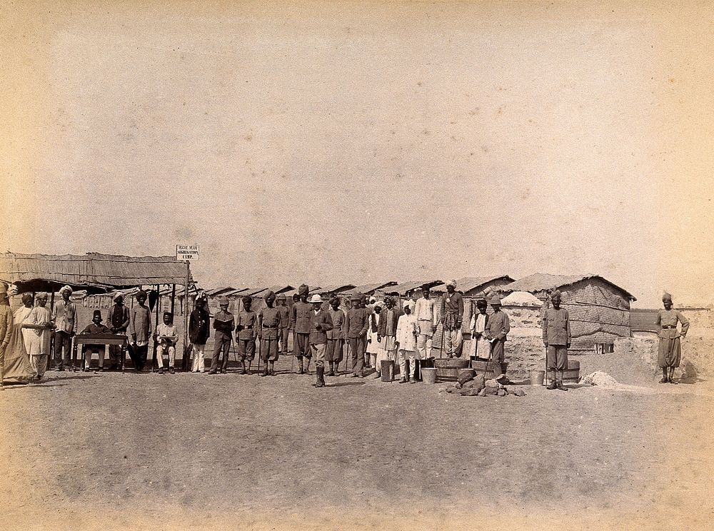 The Machi Meani camp, operated by the Karachi Plague Committee, India. Photograph, 1897.
