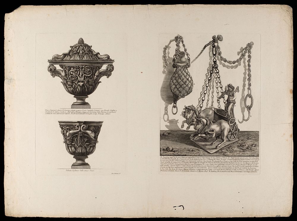 A marble urn. Etching by G.B. Piranesi, ca. 1770.