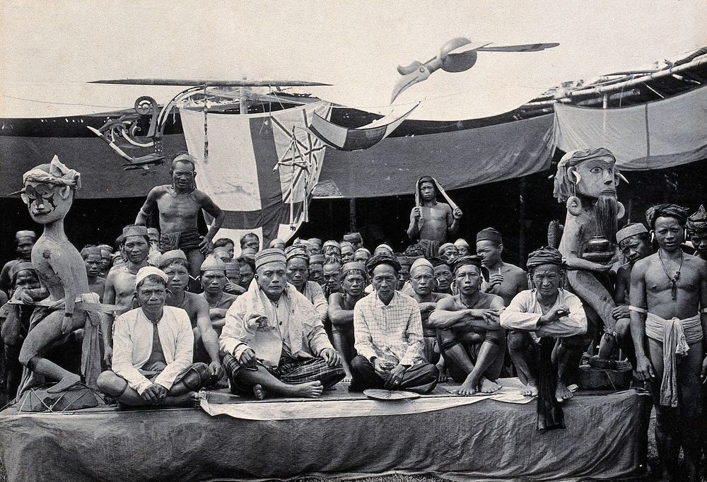Sarawak: a peace-making ceremony between two Kayan tribes. Photograph.