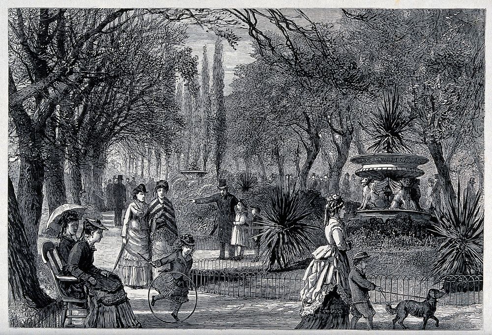 A zoological garden. Wood engraving by H. Linton.