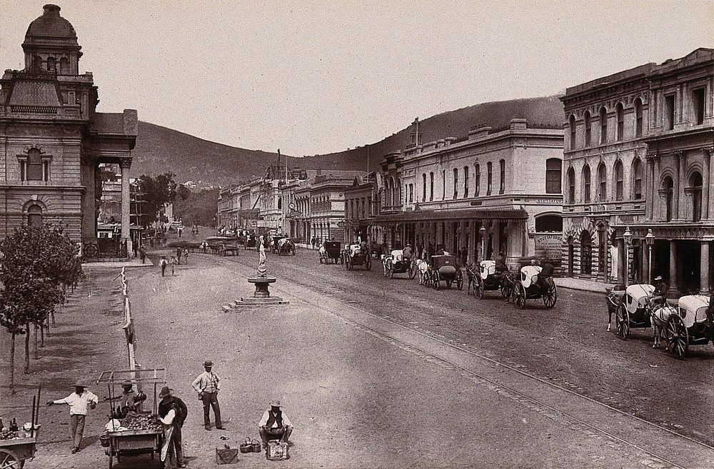 Cape Town, South Africa: Adderley Street. Woodburytype, 1888, after a photograph by Robert Harris.