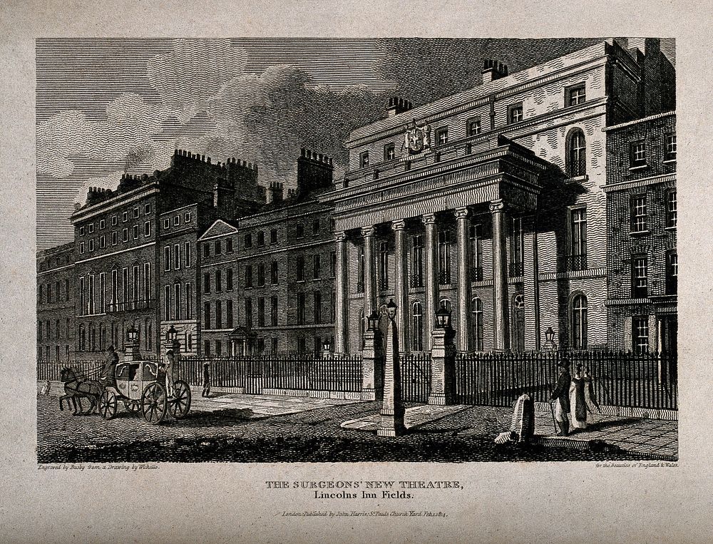 The Royal College of Surgeons, Lincoln's Inn Fields, London. Engraving by T.L. Busby, 1814, after Whichelo.