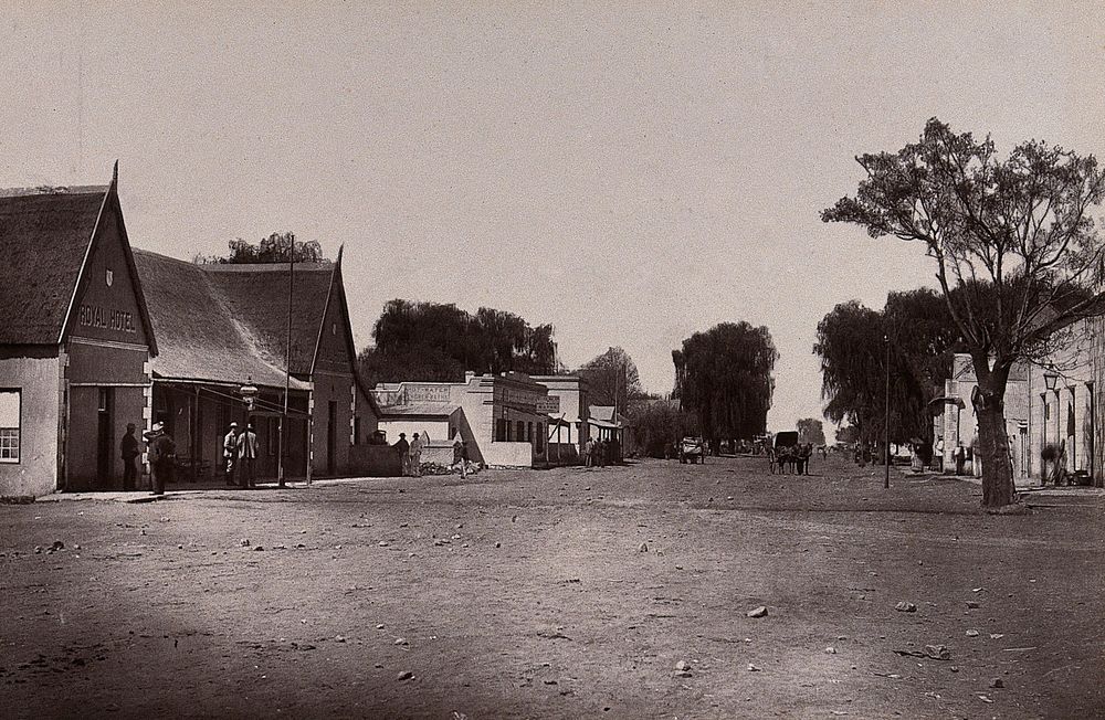 Transvaal Republic, South Africa: a street in the town of Potchefstroom. Woodburytype, 1888, after a photograph by Robert…