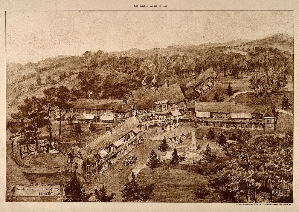 Sanatorium for consumptives, in rural surroundings. Photomechanical reproduction, 1903.