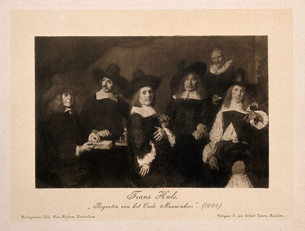 The Master and Governors of the Old Men's House, Amsterdam. Heliogravure after F. Hals, 1664.
