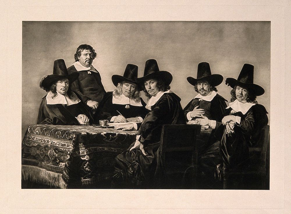 The Governors of the Hospital for Poor Children, Haarlem. Photogravure after J. de Bray, 1663.