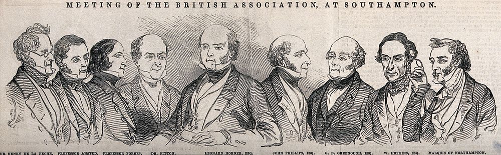 British Association for the Advancement of Science, meeting, Southampton, 1846: some of the participants. Wood engraving by…