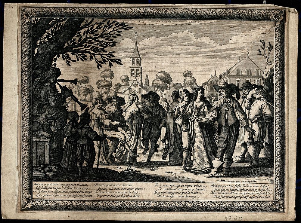 Country dance, performed by villagers. Engraving by Abraham Bosse, 1633.