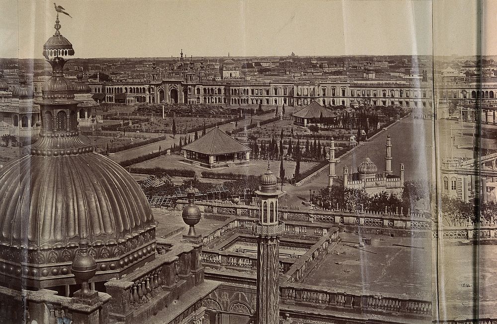Lucknow, India: panoramic view from the Kaiser Bagh palace: section five. Photograph by Felice Beato, ca. 1858.