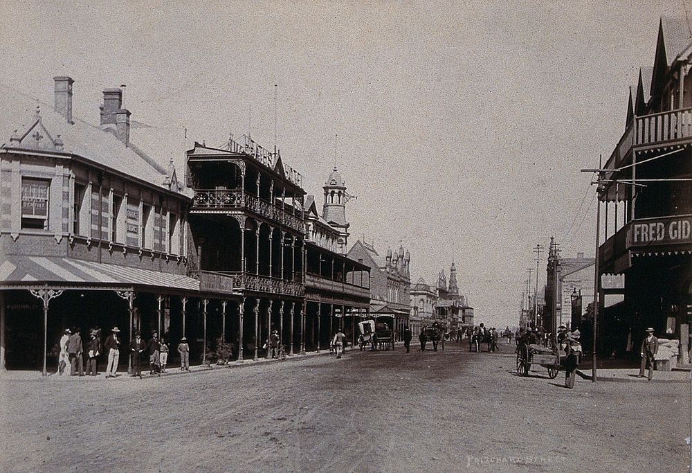 South Africa: Pritchard Street in Johannesburg. Photograph by Barnett, 1896.