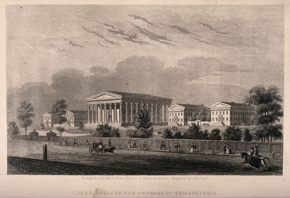 Girard College for Orphans, Philadelphia. Engraving by J.W. Steel after T.U. Walter.