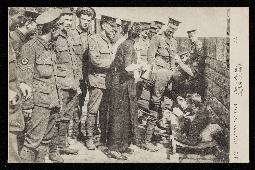 Guerre de 1914 : blessés anglais, English wounded.