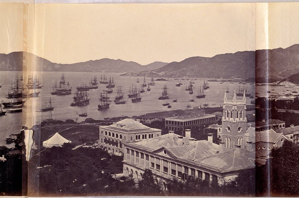 Hong Kong: panoramic view. Photograph by Felice Beato, 1860.