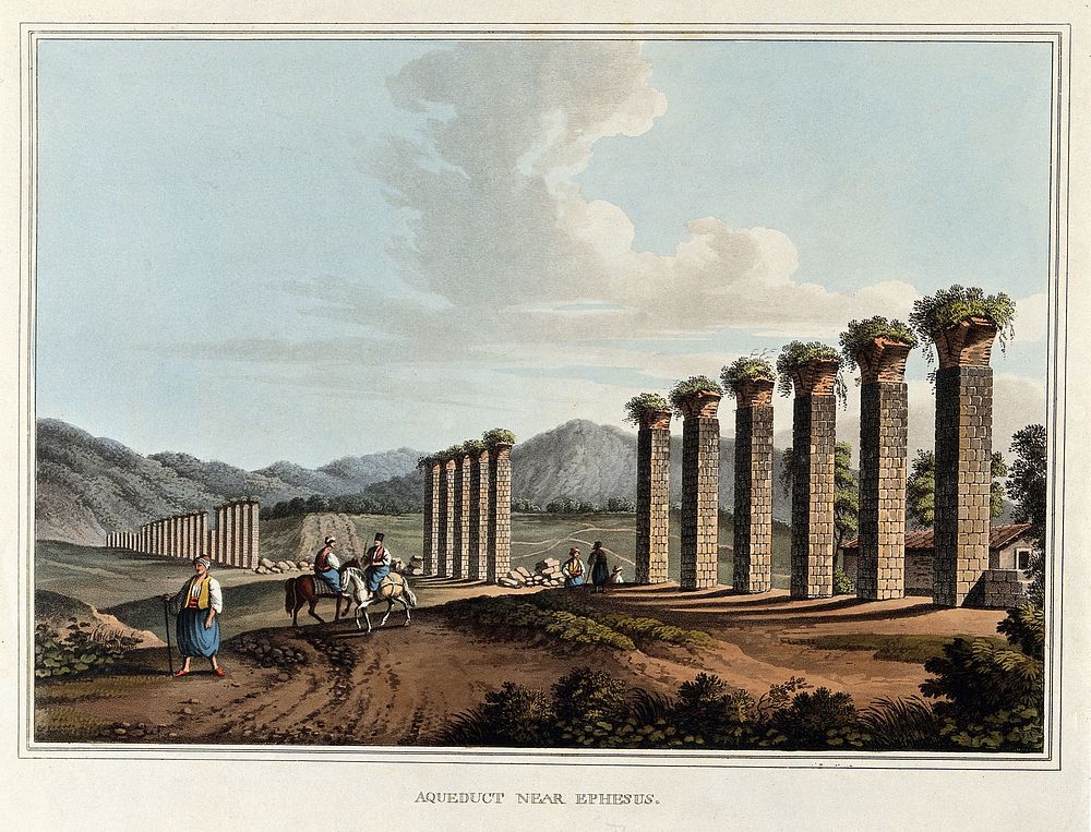 Aqueduct near Ephesus. Coloured aquatint, 1810.