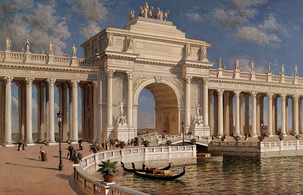 The World's Columbian Exposition of 1893, Chicago: a view of the Peristyle. Chromolithograph with gouache after a painting…