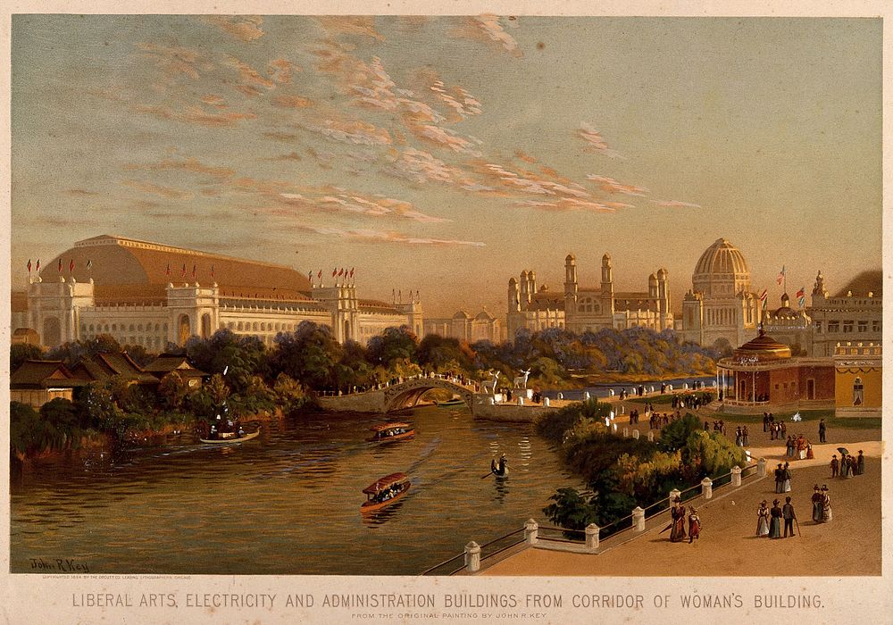 The World's Columbian Exposition of 1893, Chicago: a view of the Liberal Arts, Electricity and Administration buildings…